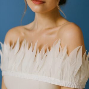 Millinery Feather Fringe Trim — White Goose Feather Edging | Ideal for Crafts, Hat Making, Latin Dance Skirt Trims, and Headpiece Embellishments