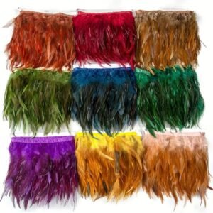 10yards Rooster Hackle Feather Trim Fringe for DIY Clothing Craft Dress Decoration
