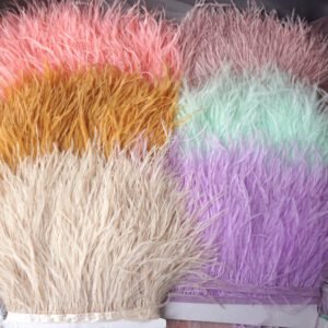10-Meter Pack of Multi-Color Ostrich Feather Trim — 3–4 Inch Feather Fringe Ribbon, Ideal for DIY Dressmaking, Sewing Crafts, Halloween Costumes, and Accessory Creation