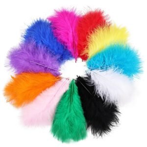 Fluffy Turkey Down Feathers — 100 Pieces — For Handmade Crafts & Dreamcatcher Decoration (4–7 Inches, Natural Feathers, Assorted Colors)