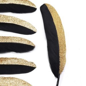 100 Pcs 1920s Gatsby Gold Dipped Feather Natural Décor Glitter Feather for 20s Party Decoration Wedding Decoration