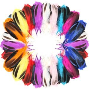 Pack of 100 Naturally Dyed Goose & Duck Feathers (6–8 Inches) — Decorative Feathers for Crafts and Clothing Accessories