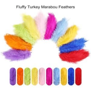 100/200 Feathers — Fluffy Turkey Down Feathers, approximately 4–6 inches in length; ideal for crafting, dreamcatcher decoration, fringe trim, dyed feather ornaments, and fly-tying materials.