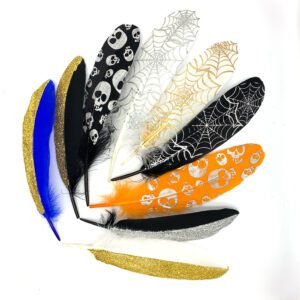 Colored Goose Feathers — Ideal for DIY Crafts, Weddings, Home Decor, and Halloween Parties (100 Pieces/Pack, 6–9.5 Inches) — "Spiderweb" Style